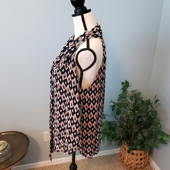 DANIEL RAINN sleeveless tunic diamond pattern pink black women's size small - Picture 2 of 10